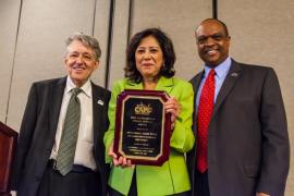 CAPE Counsel, Blaine Meek and CAPE President, Carlos Clayton presented L.A. County Board of Supervisor 1st District, Hilda Solis with the 2015 Outstanding Public Service Award.